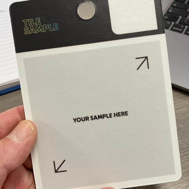 Image showing a tile sample board used in a blog post by the Sample Board Company on tile sample boards and why updating your sales collateral is important.